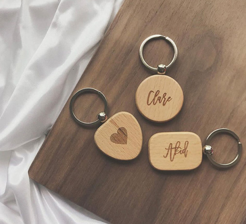 定制Logo创意榉木钥匙圈 